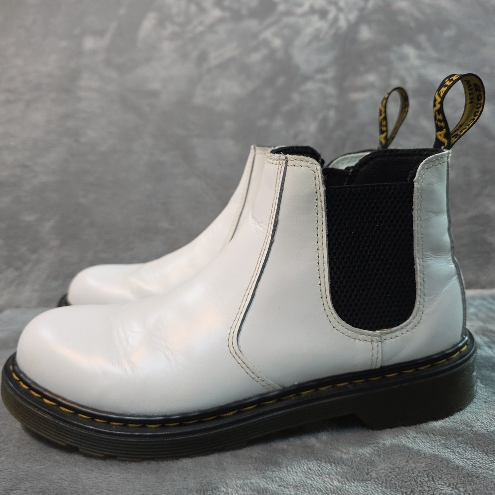 Dr Martens Boots Womens Size 6 White 2976 Y Chelsea Zip Ankle Leather Shoes‎